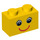 LEGO Žlutá Kostka 1 x 2 s Smiling Tvář s Eyelashes se spodní trubičkou (3004 / 89080)