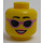 LEGO Žlutá Oboustranné ženský Hlava s Černá Eyebrows, Růžová Lips / Sluneční brýle (Zapuštěný pevný cvoček) (3626 / 20068)