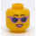 LEGO Žlutá Oboustranné ženský Hlava s Černá Eyebrows, Růžová Lips / Sluneční brýle (Zapuštěný pevný cvoček) (3626 / 20068)