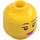 LEGO Žlutá Oboustranné ženský Hlava s Černá Eyebrows, Růžová Lips / Sluneční brýle (Zapuštěný pevný cvoček) (3626 / 20068)