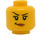 LEGO Žlutá ženský Hlava s Eyelashes, Zvednutý Eyebrow a Lopsided Smile (Zapuštěný pevný cvoček) (3626 / 29627)