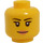 LEGO Žlutá Minifigurka ženský Hlava s Růžová Lips (Zapuštěný pevný cvoček) (10261 / 14927)